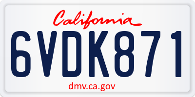 CA license plate 6VDK871