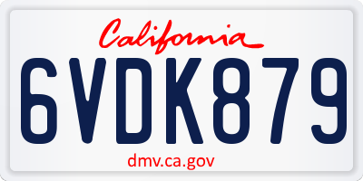 CA license plate 6VDK879