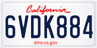 CA license plate 6VDK884