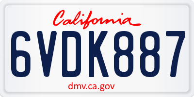 CA license plate 6VDK887