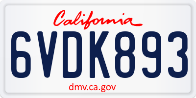 CA license plate 6VDK893