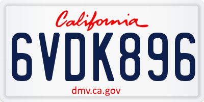 CA license plate 6VDK896