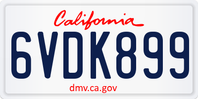 CA license plate 6VDK899