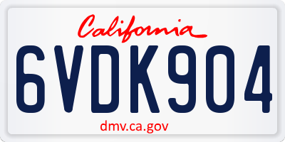CA license plate 6VDK904