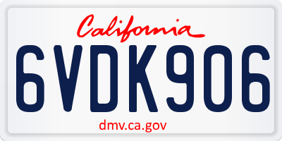 CA license plate 6VDK906