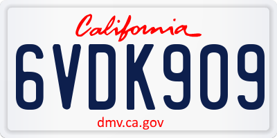 CA license plate 6VDK909