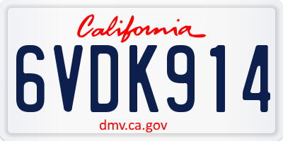 CA license plate 6VDK914