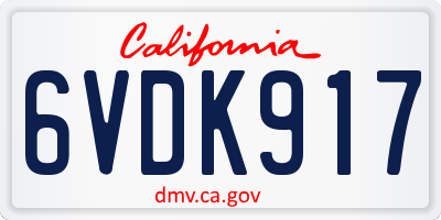 CA license plate 6VDK917