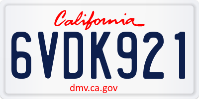 CA license plate 6VDK921