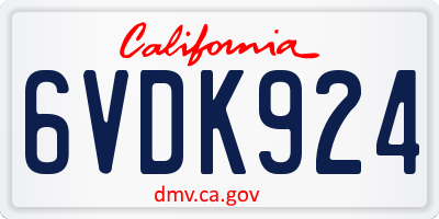 CA license plate 6VDK924