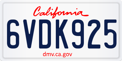 CA license plate 6VDK925