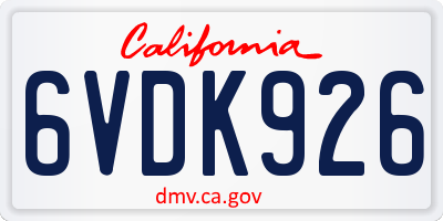CA license plate 6VDK926