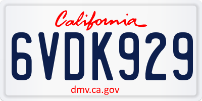 CA license plate 6VDK929
