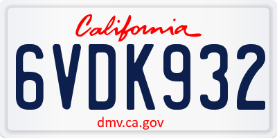 CA license plate 6VDK932