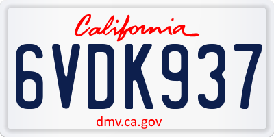 CA license plate 6VDK937
