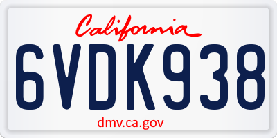 CA license plate 6VDK938