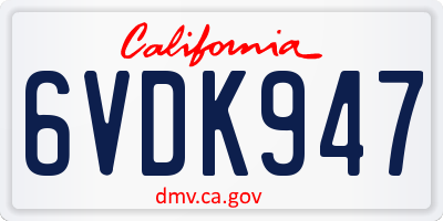 CA license plate 6VDK947