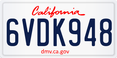 CA license plate 6VDK948