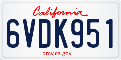CA license plate 6VDK951