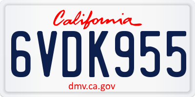 CA license plate 6VDK955