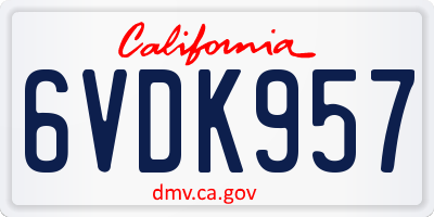 CA license plate 6VDK957