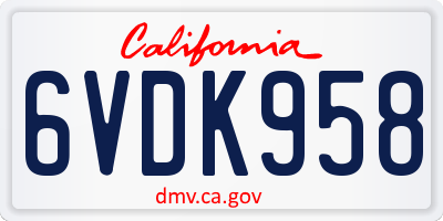 CA license plate 6VDK958
