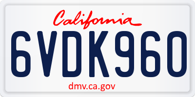 CA license plate 6VDK960