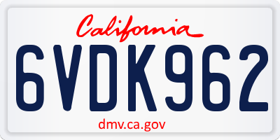 CA license plate 6VDK962