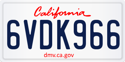 CA license plate 6VDK966