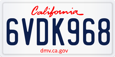 CA license plate 6VDK968