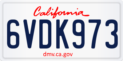 CA license plate 6VDK973