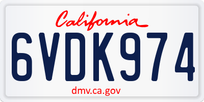 CA license plate 6VDK974