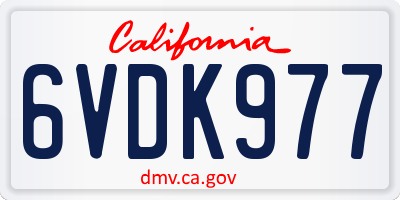 CA license plate 6VDK977