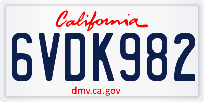 CA license plate 6VDK982
