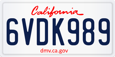 CA license plate 6VDK989
