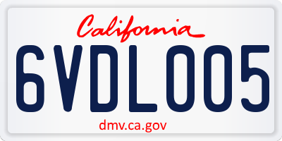 CA license plate 6VDL005
