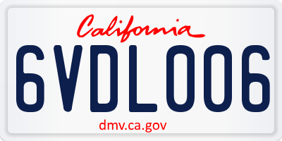 CA license plate 6VDL006