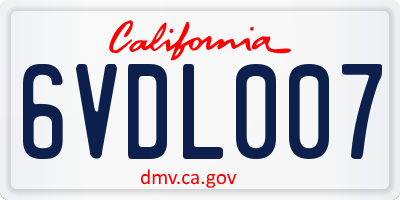 CA license plate 6VDL007