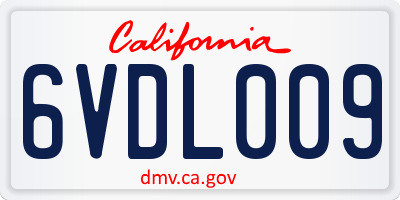 CA license plate 6VDL009