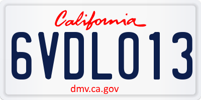 CA license plate 6VDL013