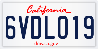 CA license plate 6VDL019
