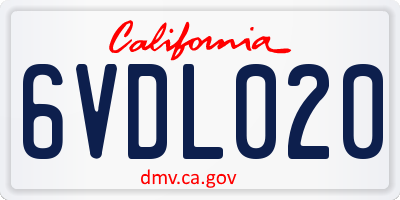 CA license plate 6VDL020