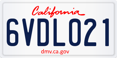 CA license plate 6VDL021