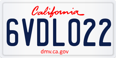 CA license plate 6VDL022
