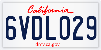 CA license plate 6VDL029