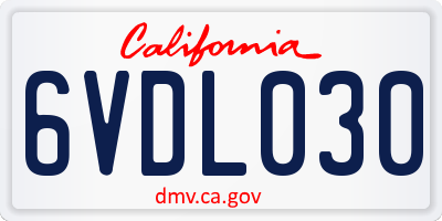 CA license plate 6VDL030