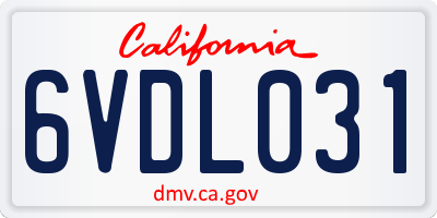 CA license plate 6VDL031