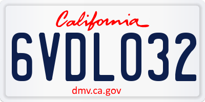 CA license plate 6VDL032