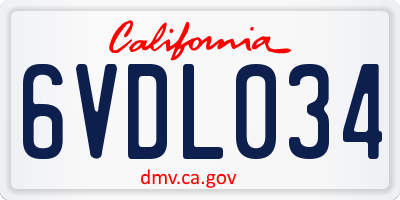 CA license plate 6VDL034