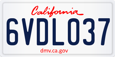 CA license plate 6VDL037